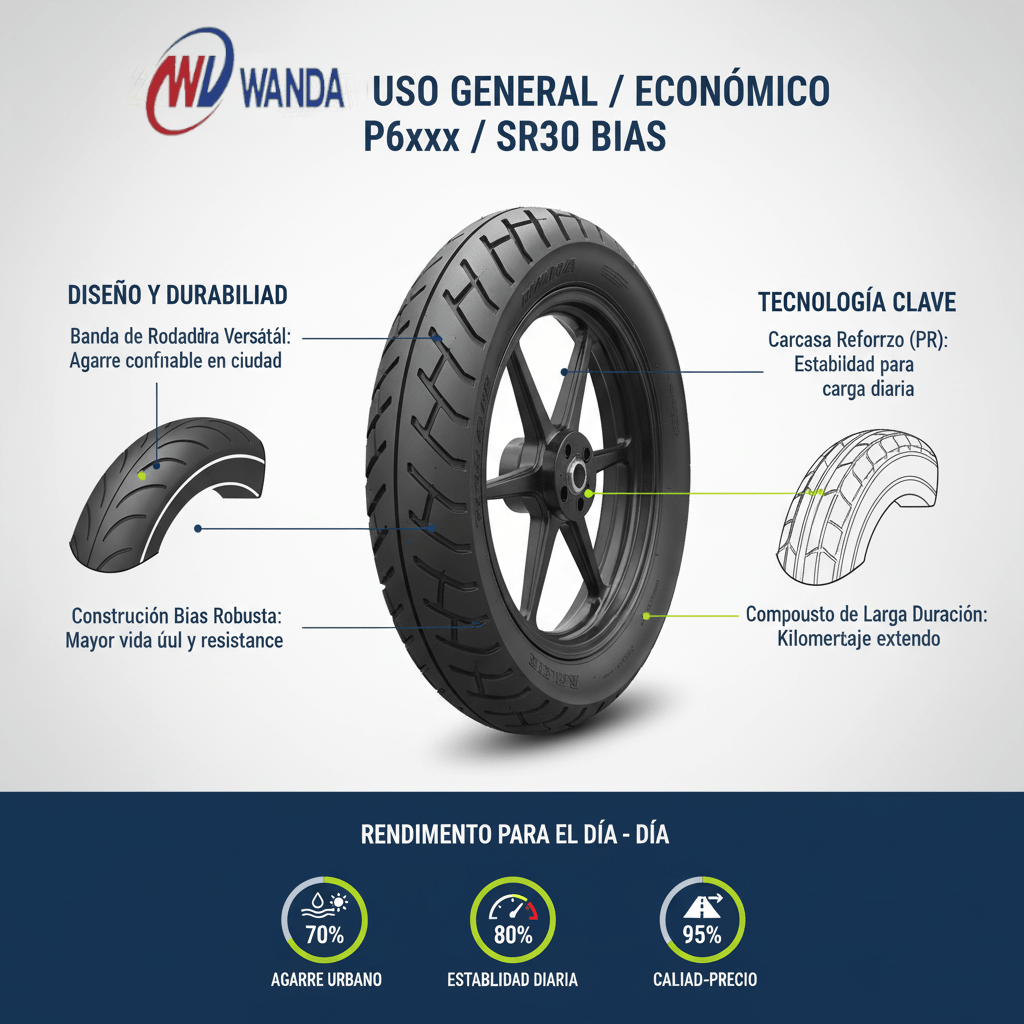 Neumatico 100/90-18 6PR TL P6148 WANDA - Imagen 4