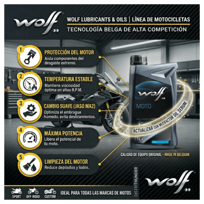 ACEITE MOTO 4T 5W40 RACING ESTER 1L WOLF